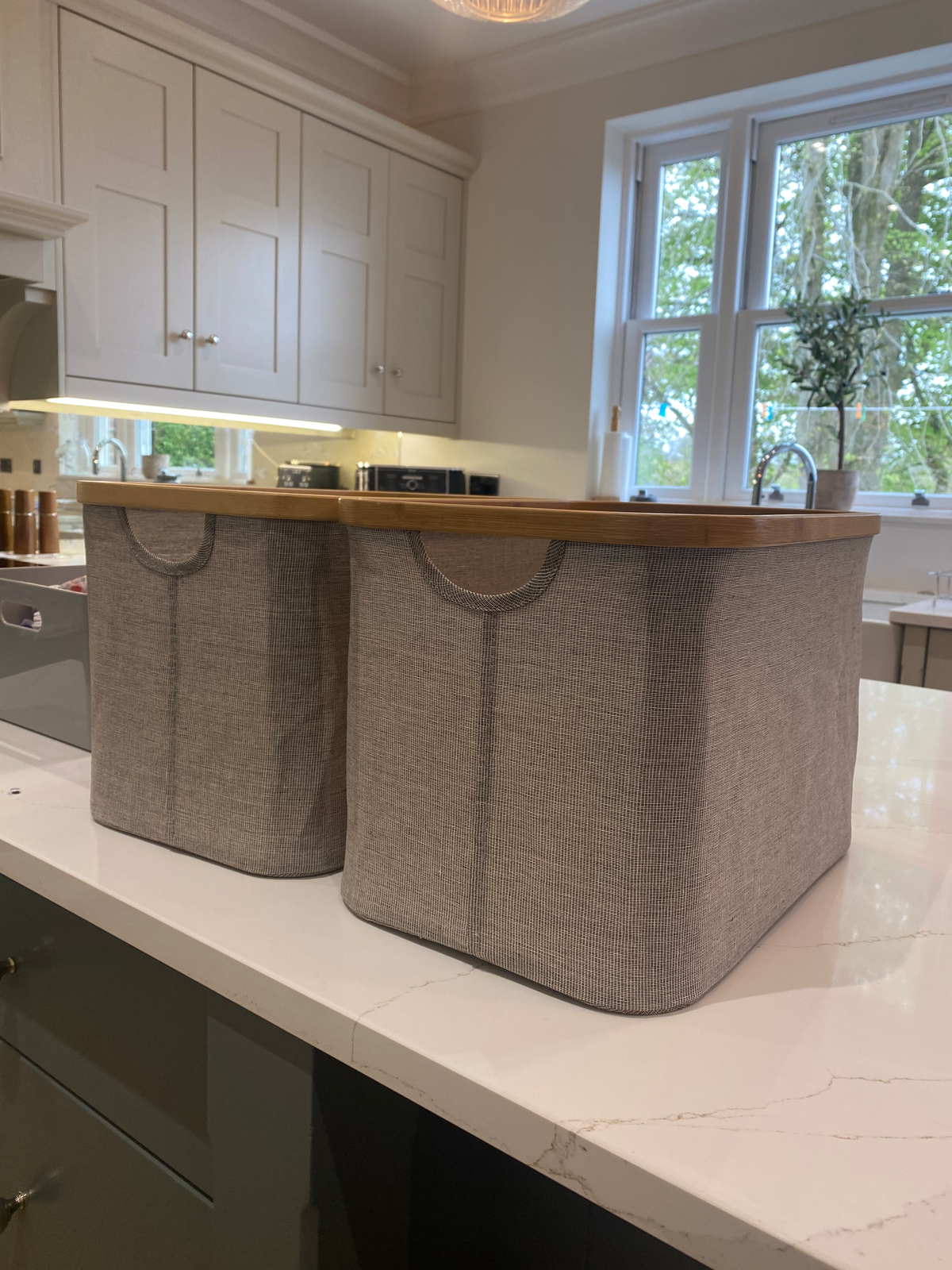 simple baskets to organise a laundry room in Berkhamsted